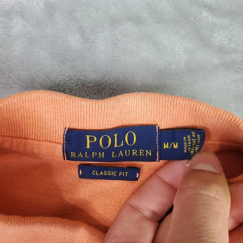 Ralph Lauren Polo Shirt Mens Medium Orange‎ Pony Casual Short Sleeve